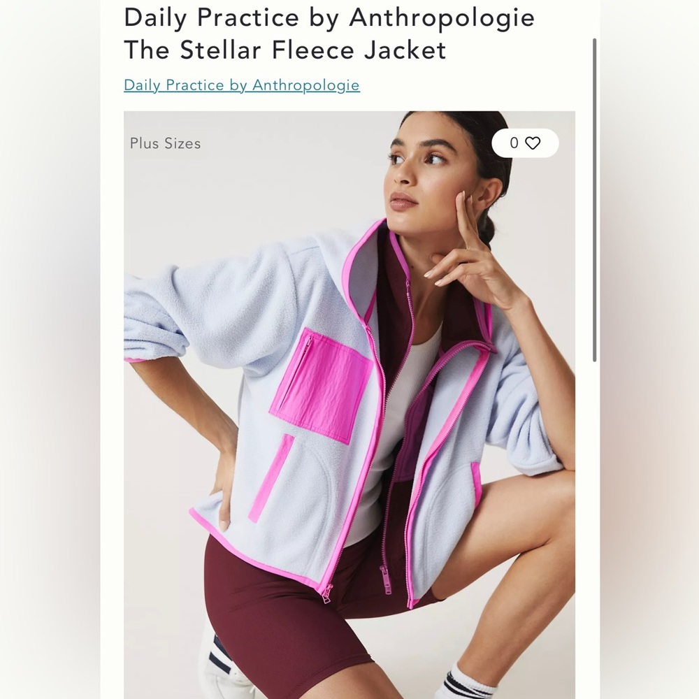 Anthropologie Light Blue and Pink Fleece Jacket